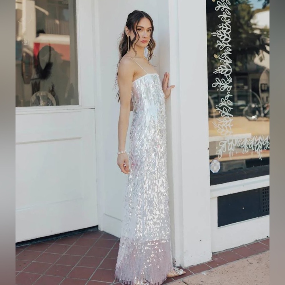 Charlize Sequin Dress in Silver Size S (NWT)